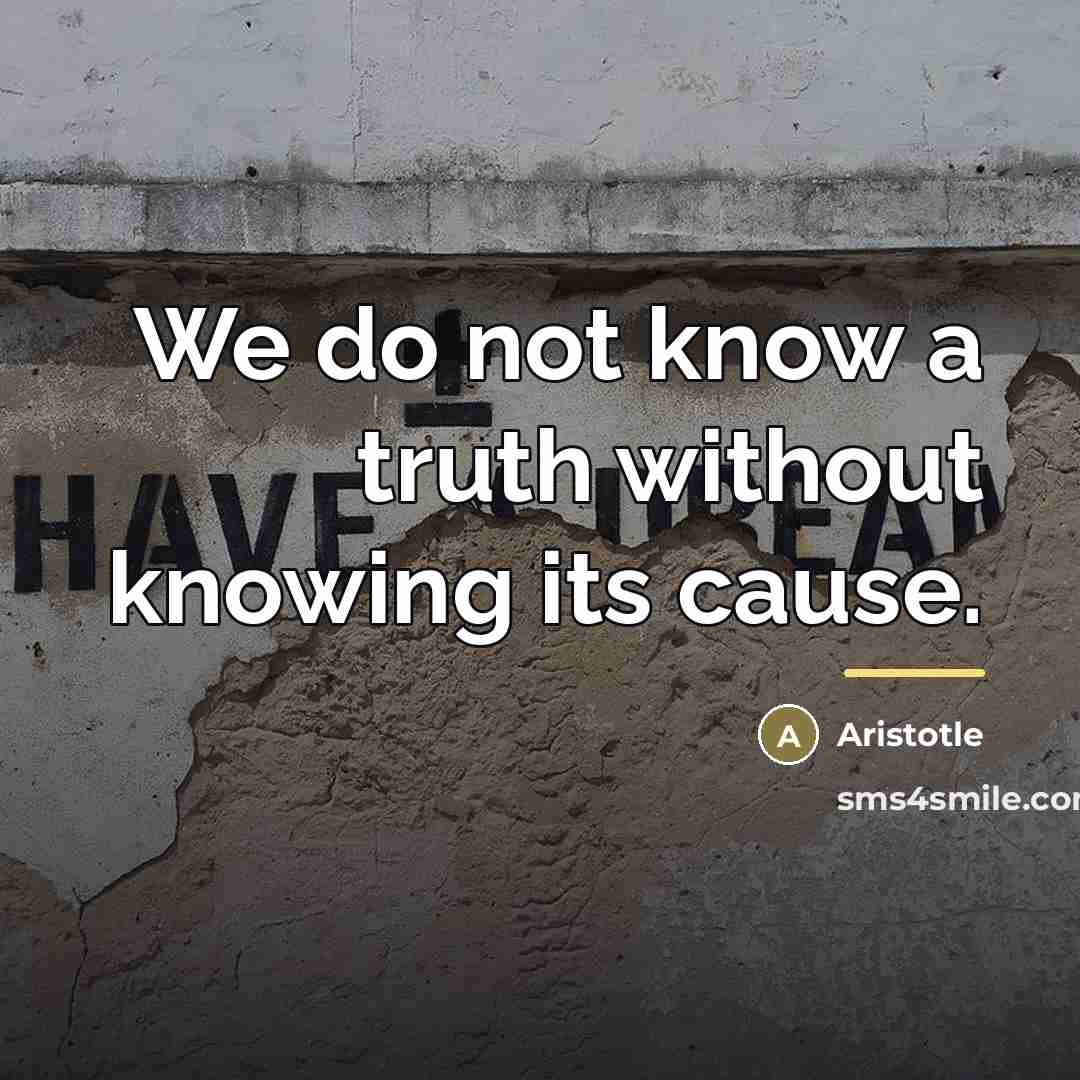 “We do not know a truth without knowing its cause.…” quote by Aristotle