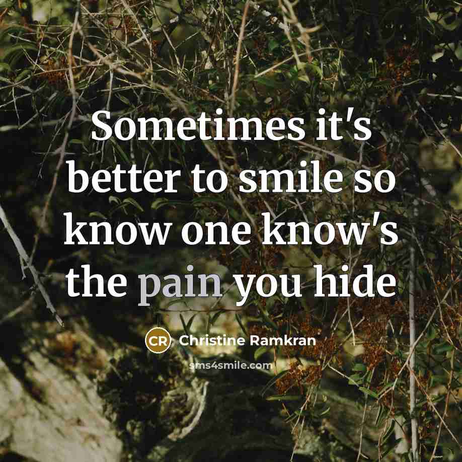 “Sometimes it's better to smile so know one know's the…” quote by Christine Ramkran