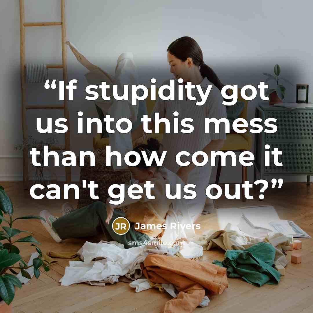 “If stupidity got us into this mess than how come it can't get us out?” quote by James Rivers