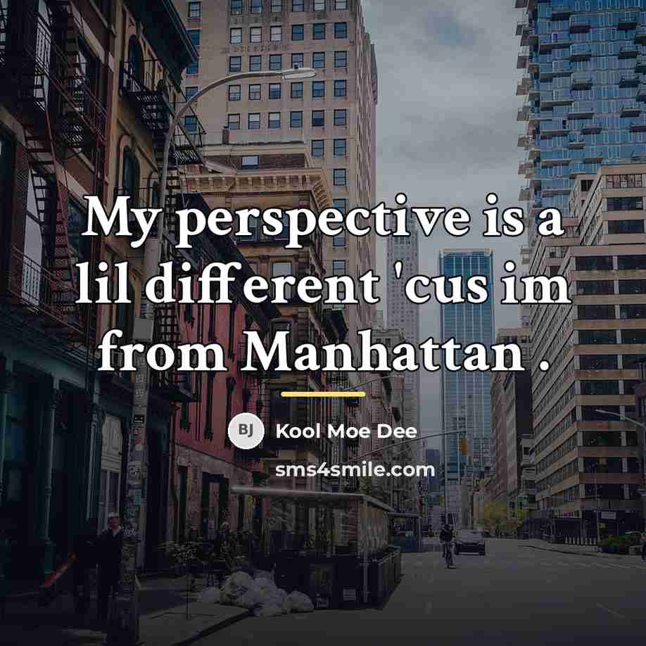 “My perspective is a lil different 'cus im from Manhattan…” quote by Kool Moe Dee