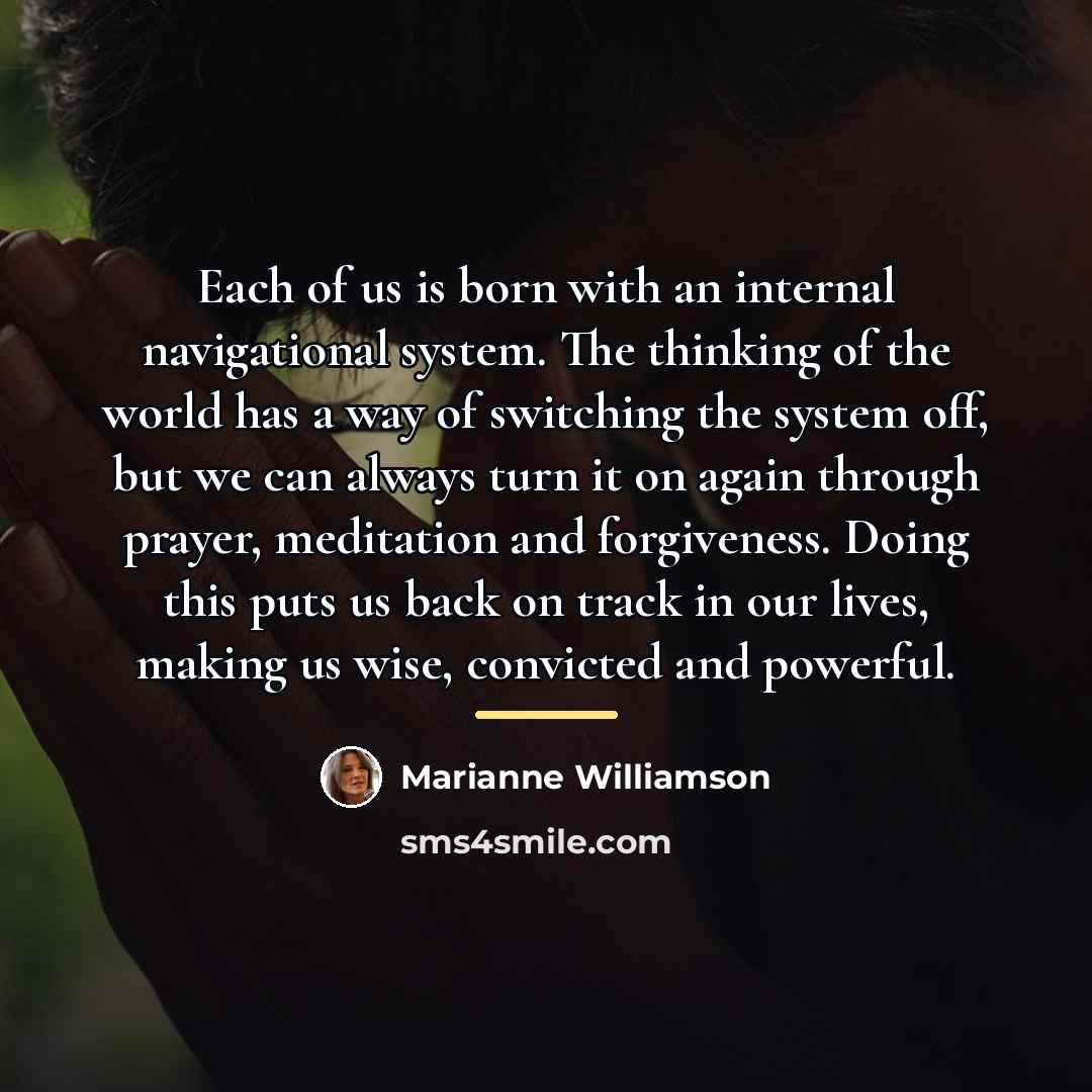“Each of us is born with an internal navigational system.…” quote by Marianne Williamson