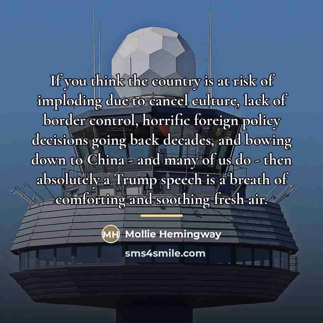 “If you think the country is at risk of imploding…” quote by Mollie Hemingway