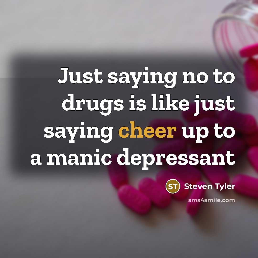 “Just saying no to drugs is like just saying cheer…” quote by Steven Tyler