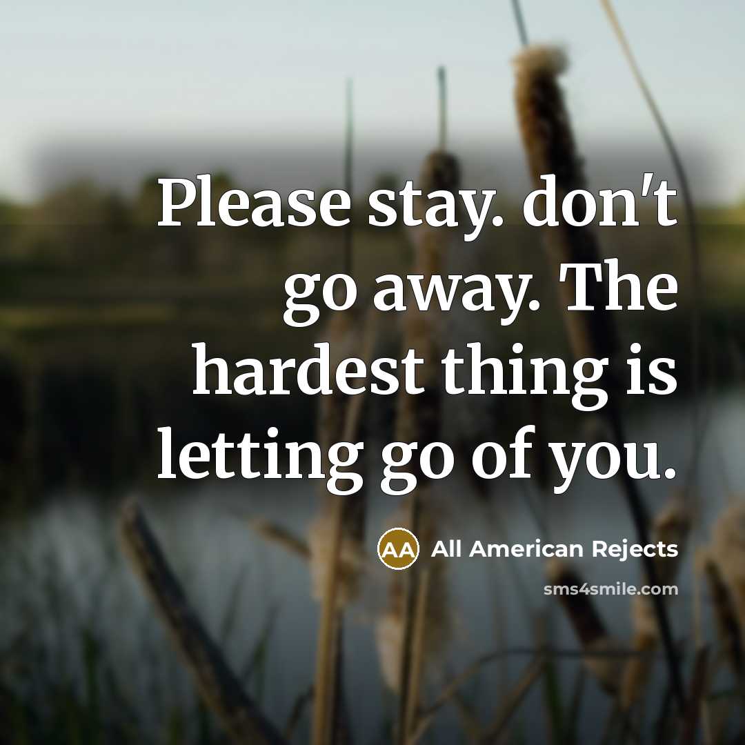 “Please stay. don't go away. The hardest thing is letting…” quote by All American Rejects