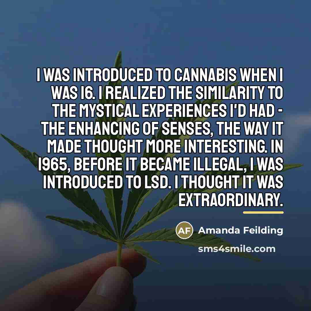 “I was introduced to cannabis when I was 16. I…” quote by Amanda Feilding