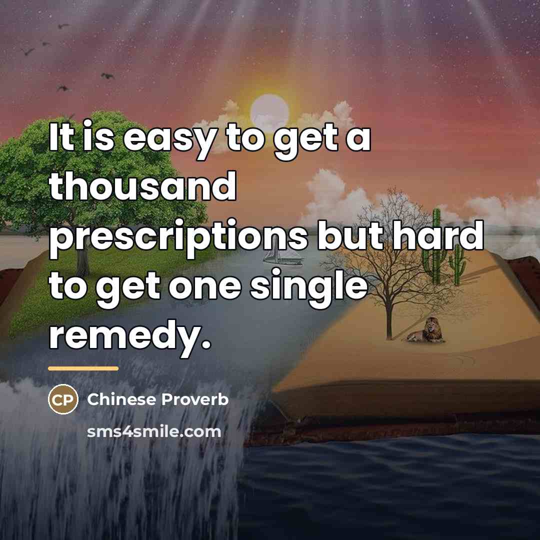 “It is easy to get a thousand prescriptions but hard…” quote by Chinese Proverb