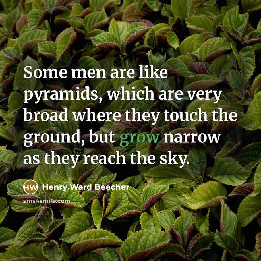 “Some men are like pyramids, which are very broad where…” quote by Henry Ward Beecher