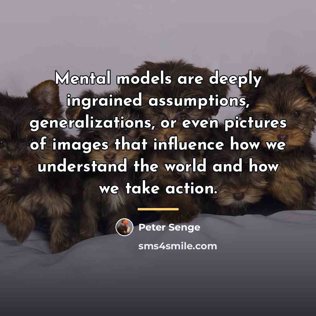 “Mental models are deeply ingrained assumptions, generalizations, or even pictures…” quote by Peter Senge