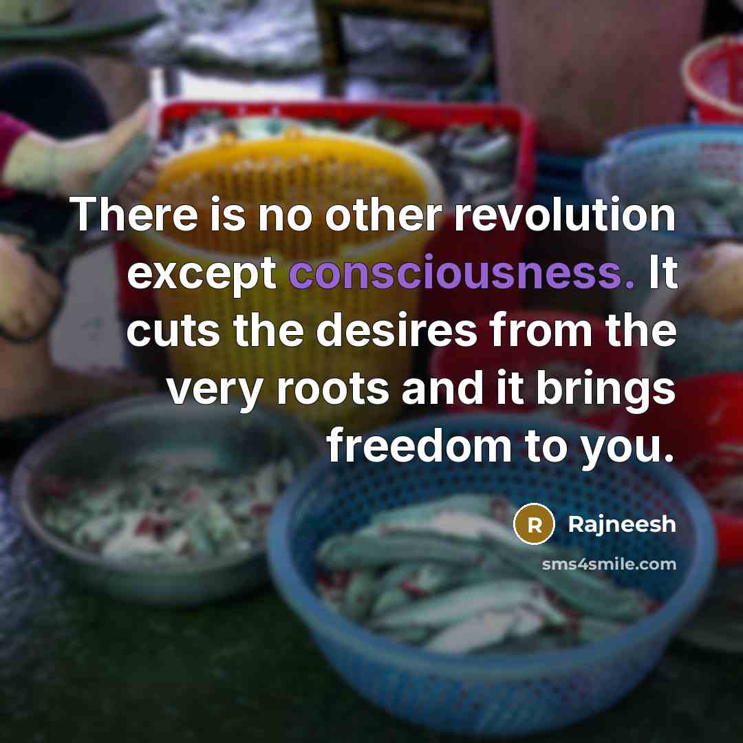 “There is no other revolution except consciousness. It cuts the…” quote by Rajneesh