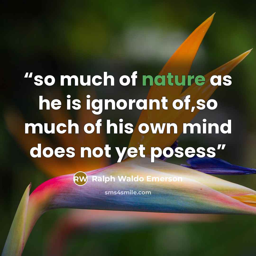 “so much of nature as he is ignorant of,so much of his own mind does not yet posess” quote by Ralph Waldo Emerson