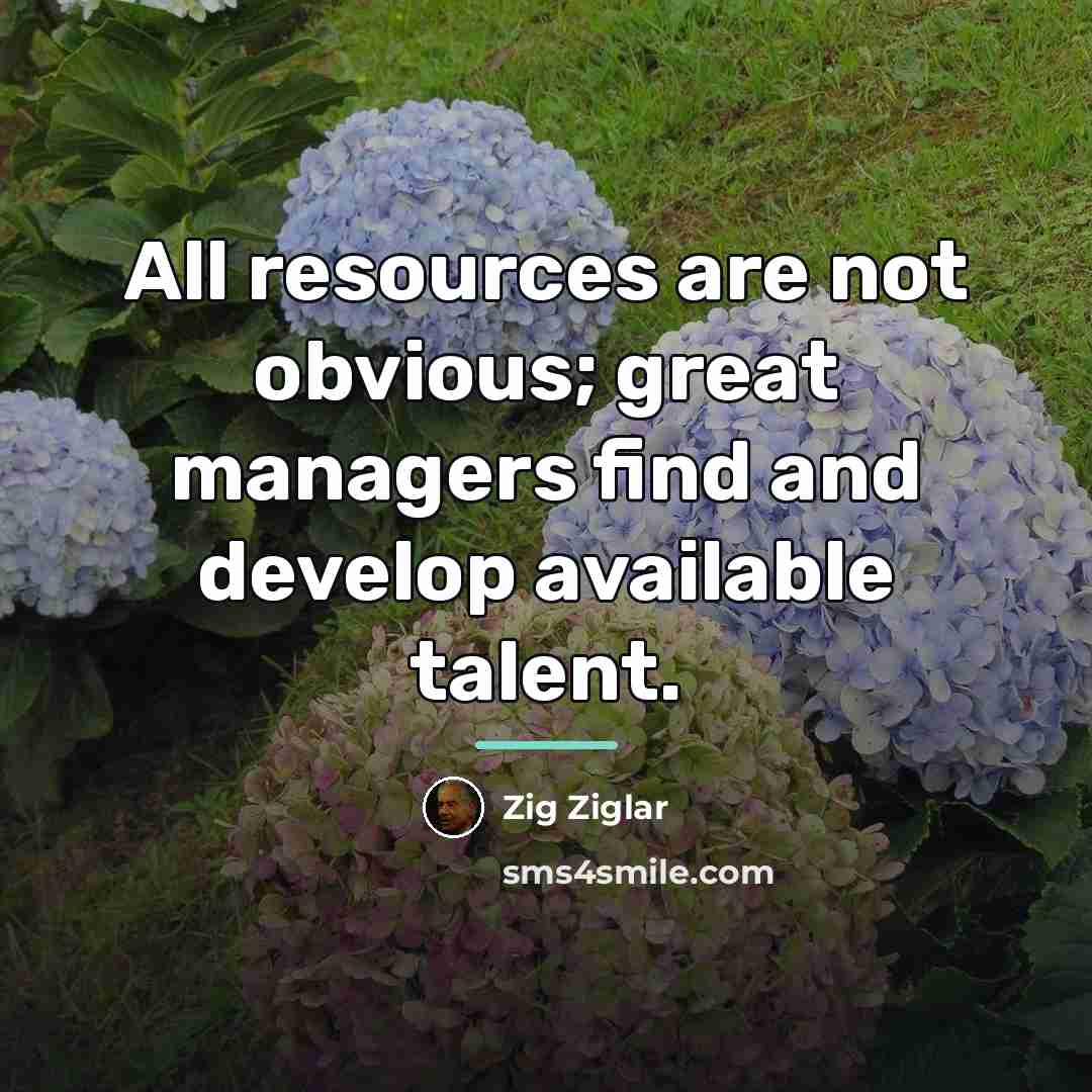 “All resources are not obvious; great managers find and develop…” quote by Zig Ziglar