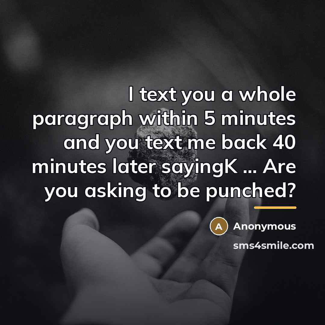“I text you a whole paragraph within 5 minutes and…” quote by Anonymous