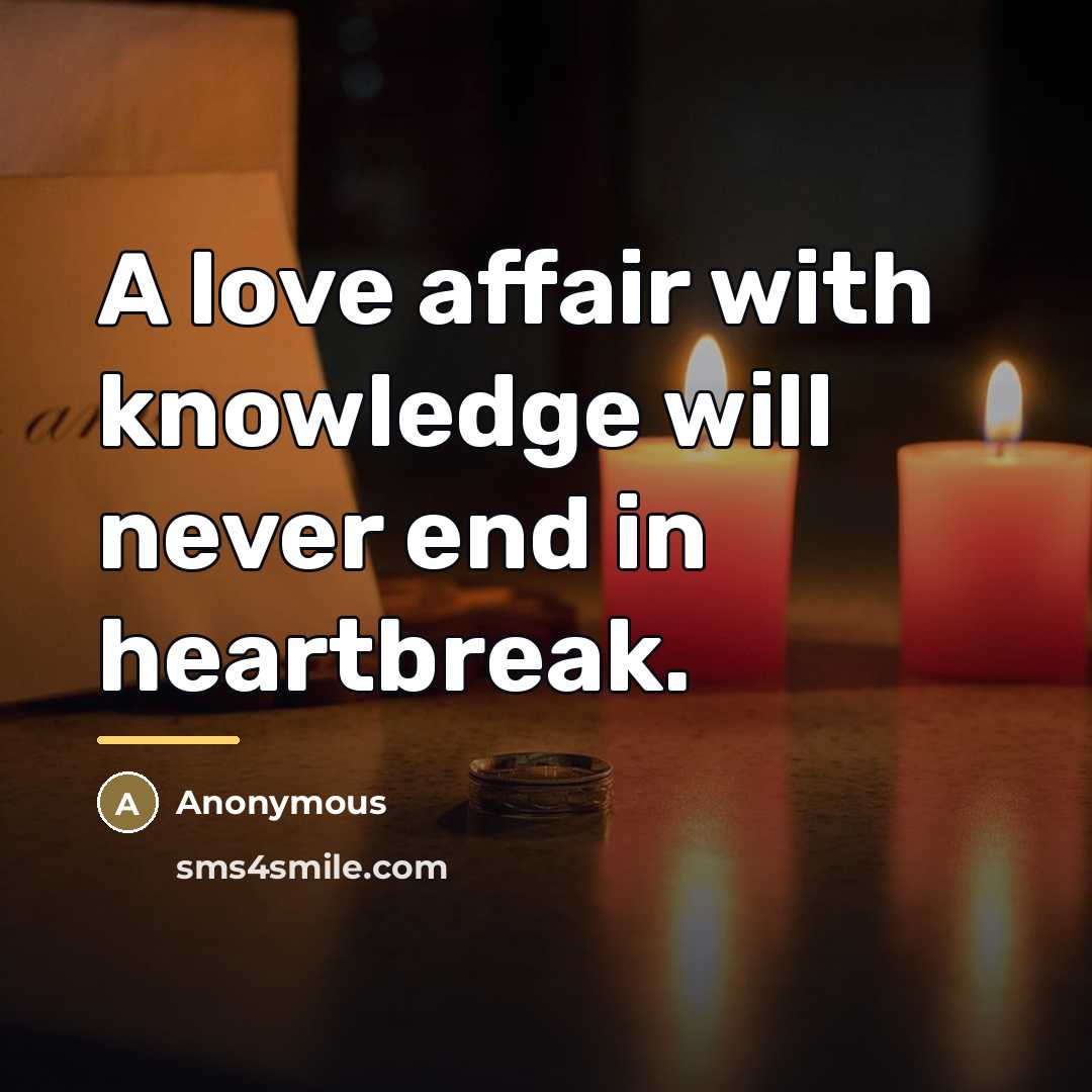 “A love affair with knowledge will never end in heartbreak.…” quote by Anonymous