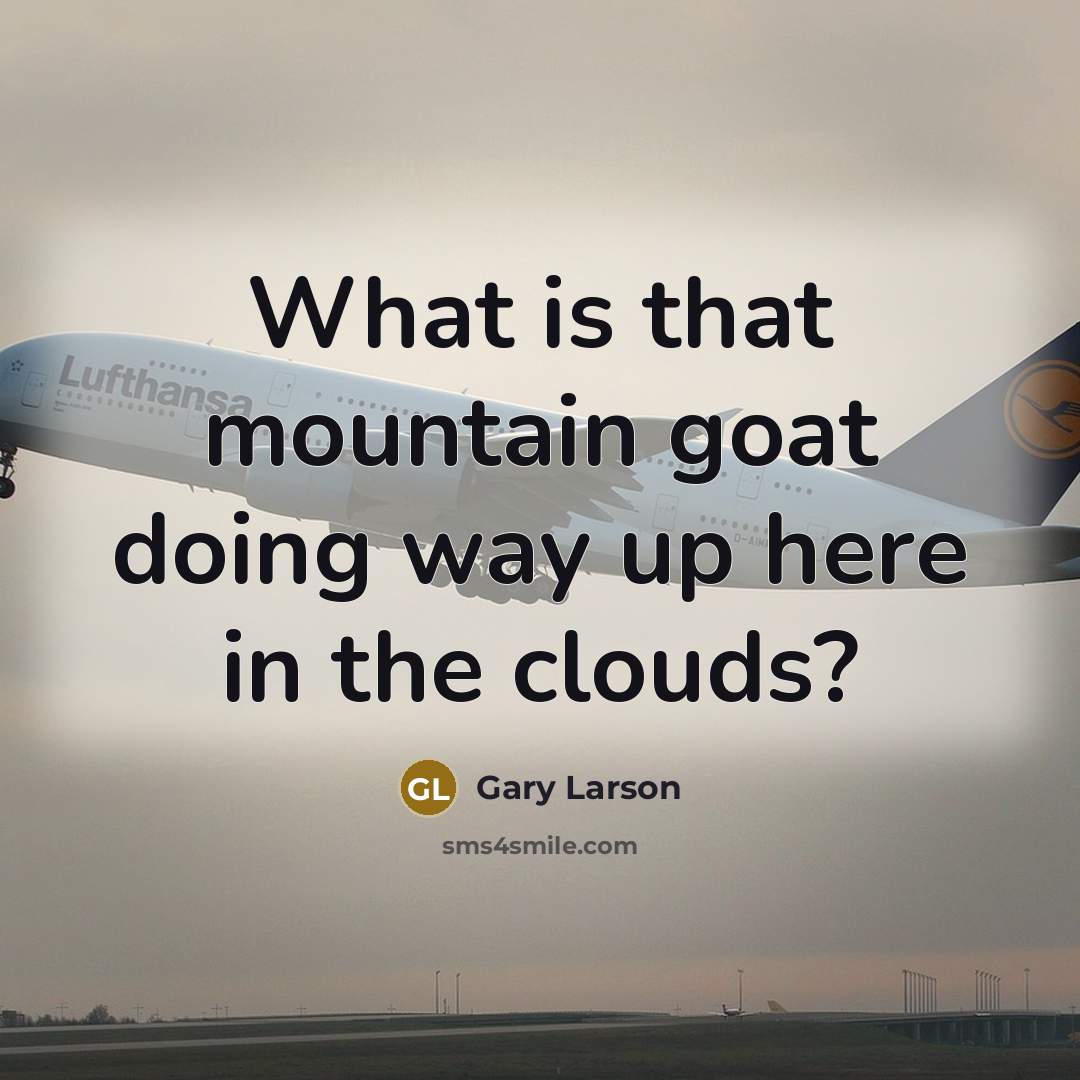 “What is that mountain goat doing way up here in…” quote by Gary Larson
