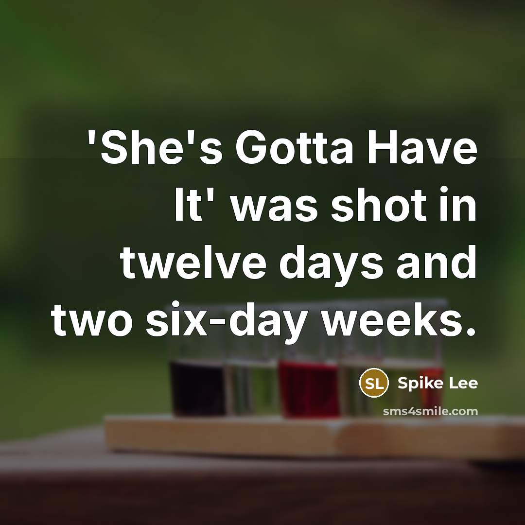 “'She's Gotta Have It' was shot in twelve days and…” quote by Spike Lee