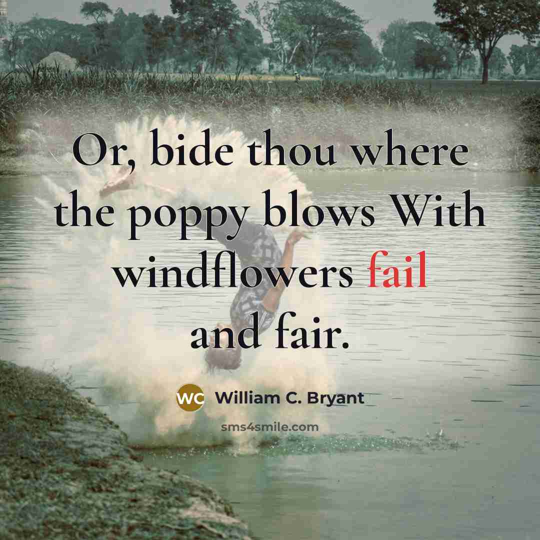 “Or, bide thou where the poppy blows With windflowers fail…” quote by William C. Bryant