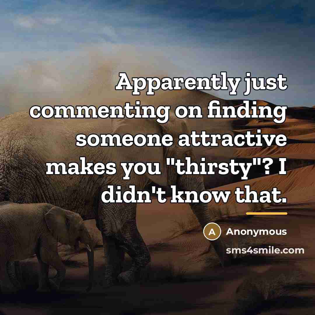 “Apparently just commenting on finding someone attractive makes you "thirsty"?…” quote by Anonymous