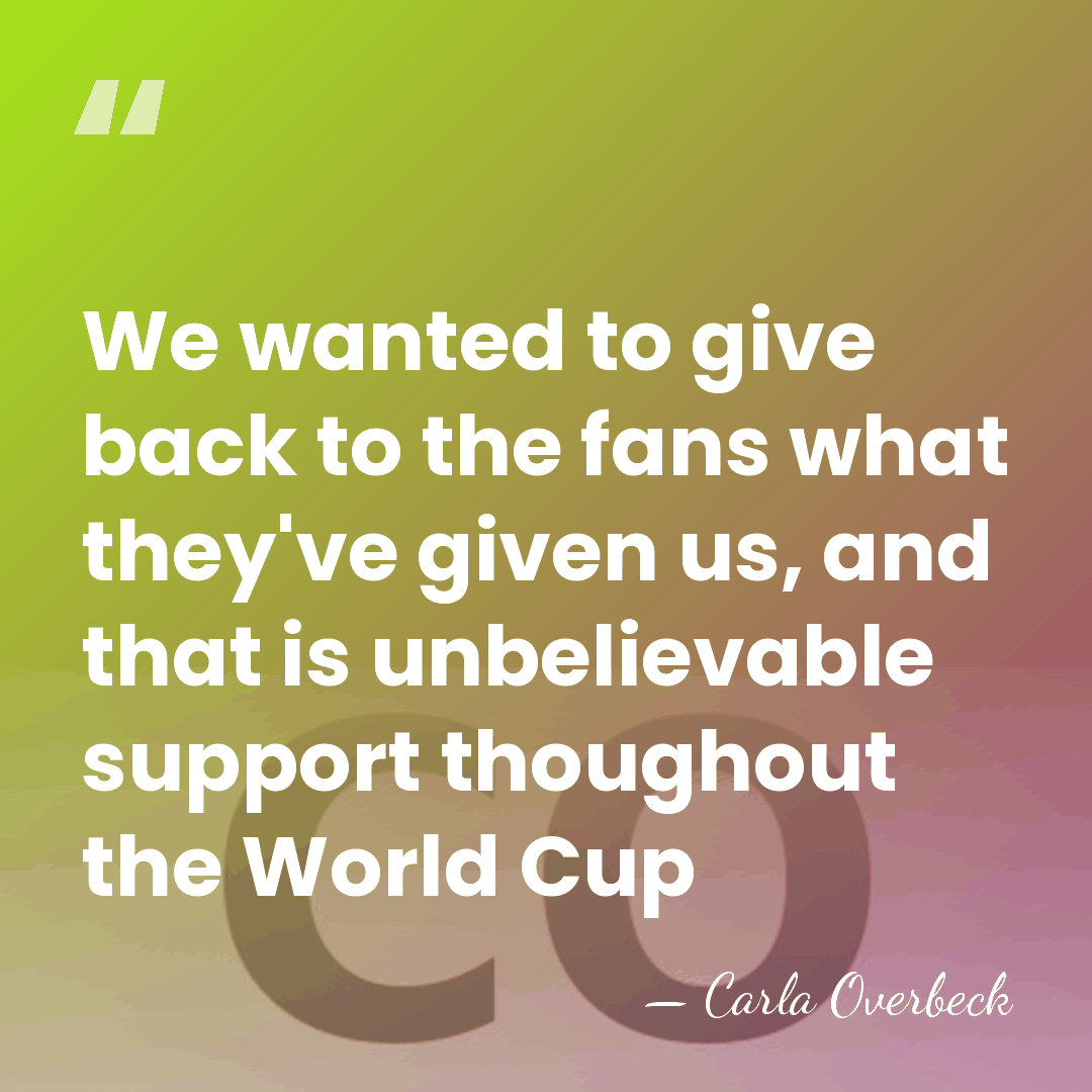 We wanted to give back to the fans what they've given us,&hellip; - Carla Overbeck
