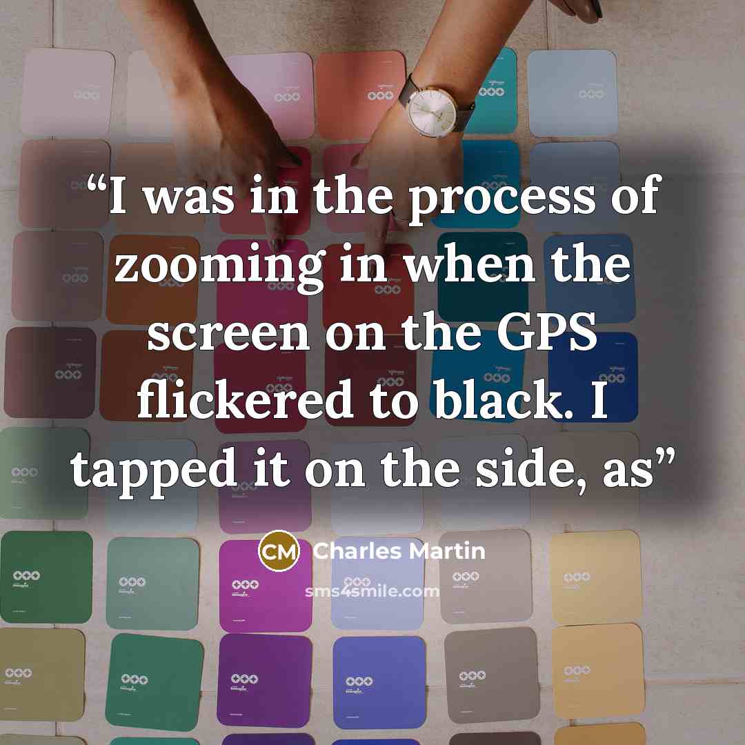 “I was in the process of zooming in when the screen on the GPS flickered to black. I tapped it on the side, as” quote by Charles Martin