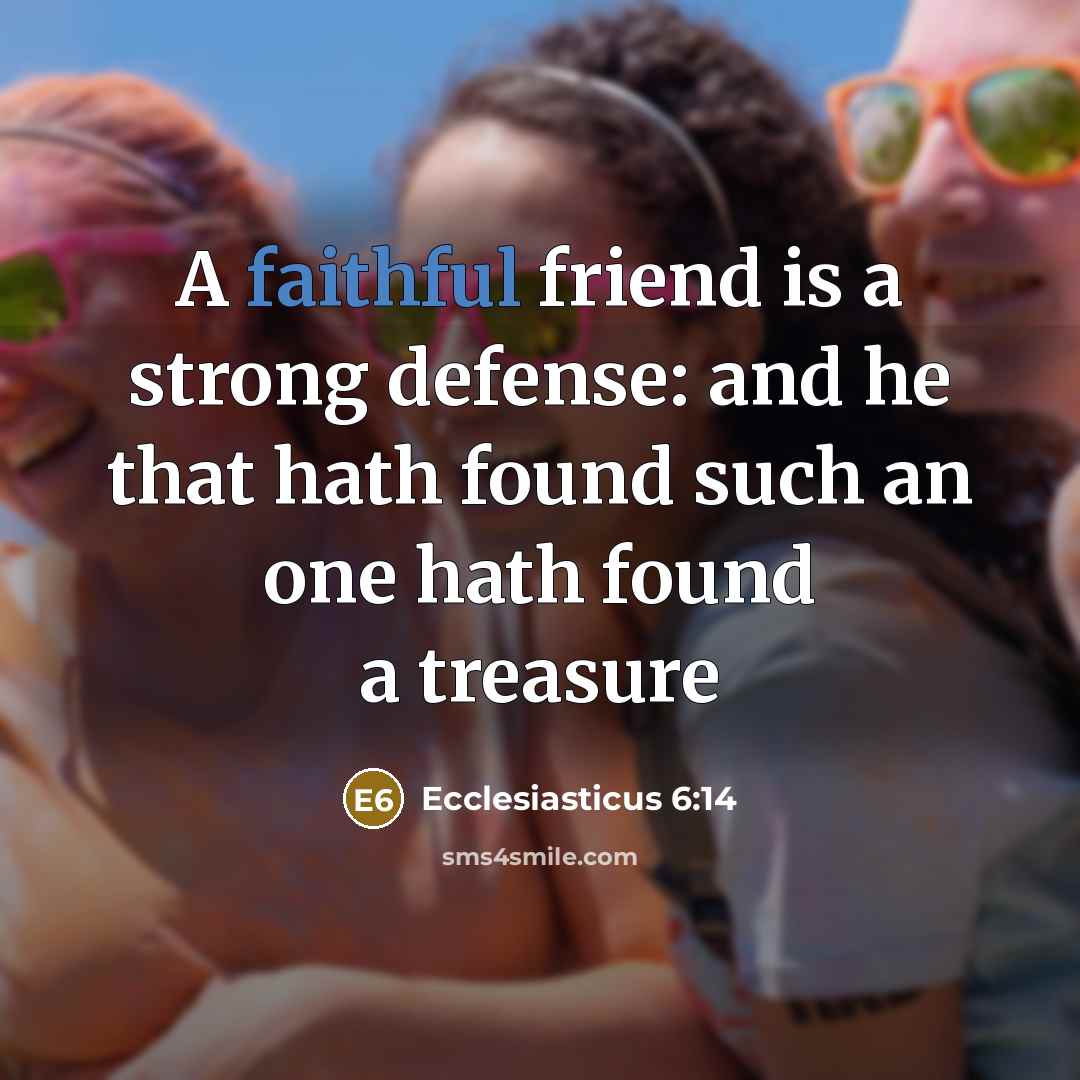 “A faithful friend is a strong defense: and he that hath found such an one hath found a treasure” quote by Ecclesiasticus 6:14
