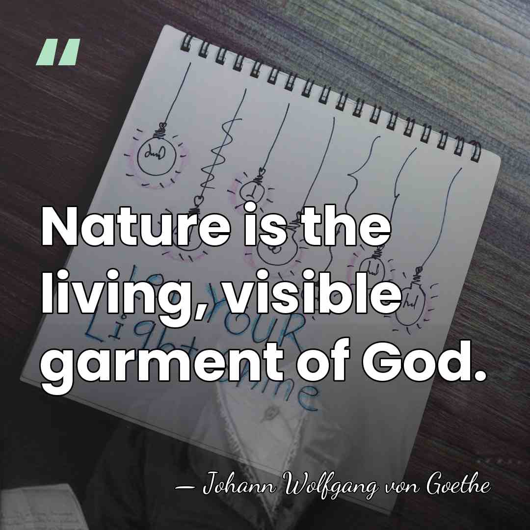 Nature is the living, visible garment of God. - Johann Wolfgang von Goethe