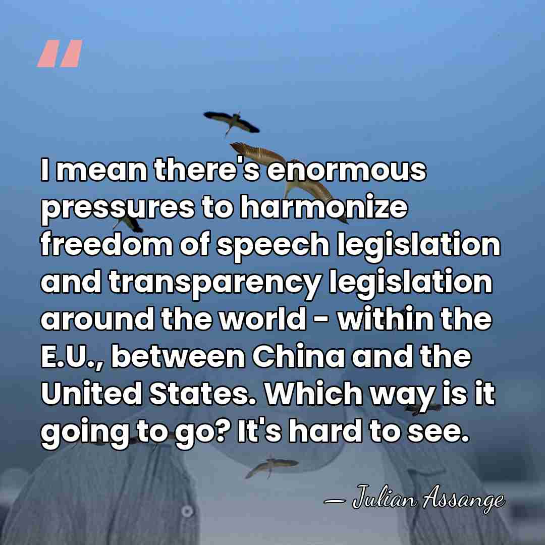 I mean there's enormous pressures to harmonize freedom of speech legislation and&hellip; - Julian Assange