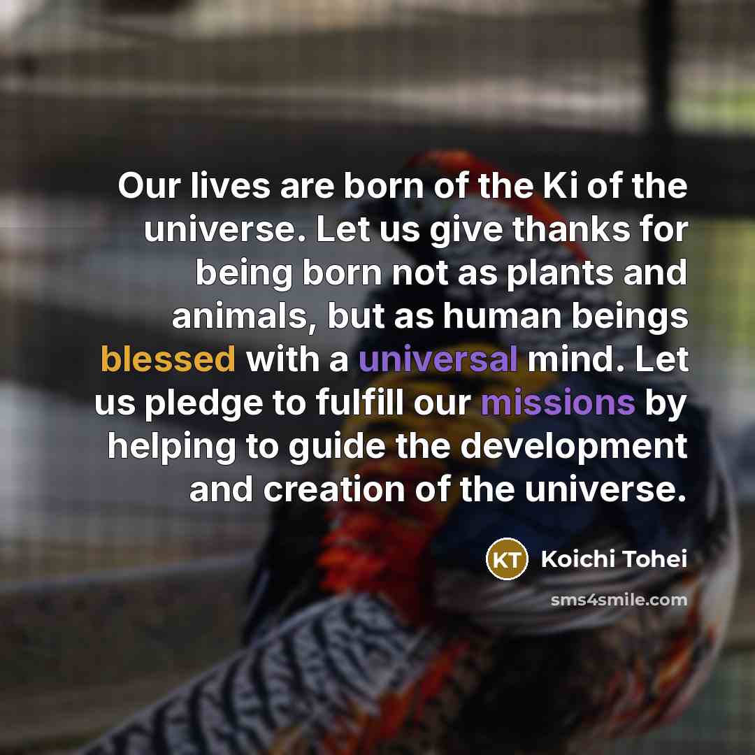 “Our lives are born of the Ki of the universe.…” quote by Koichi Tohei