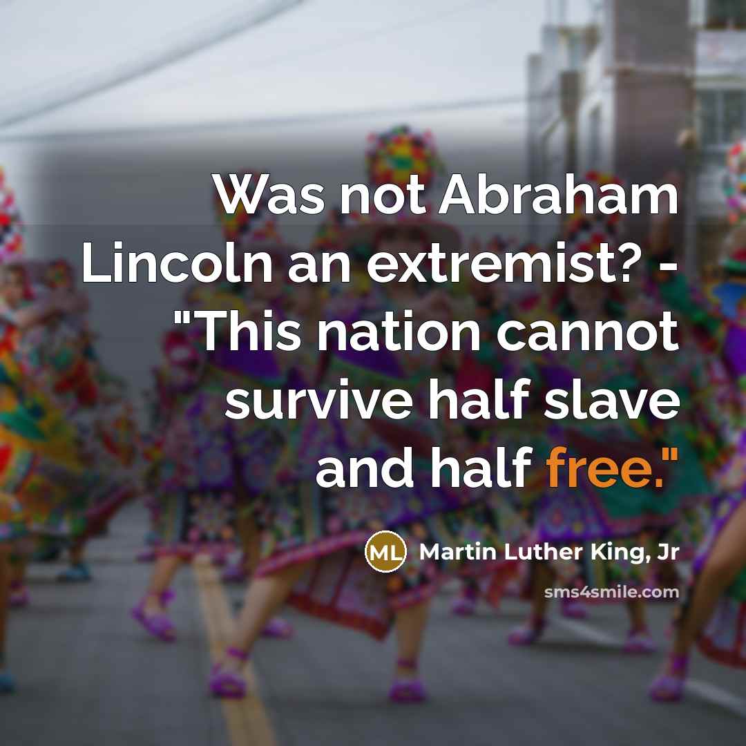 “Was not Abraham Lincoln an extremist? - "This nation cannot…” quote by Martin Luther King, Jr