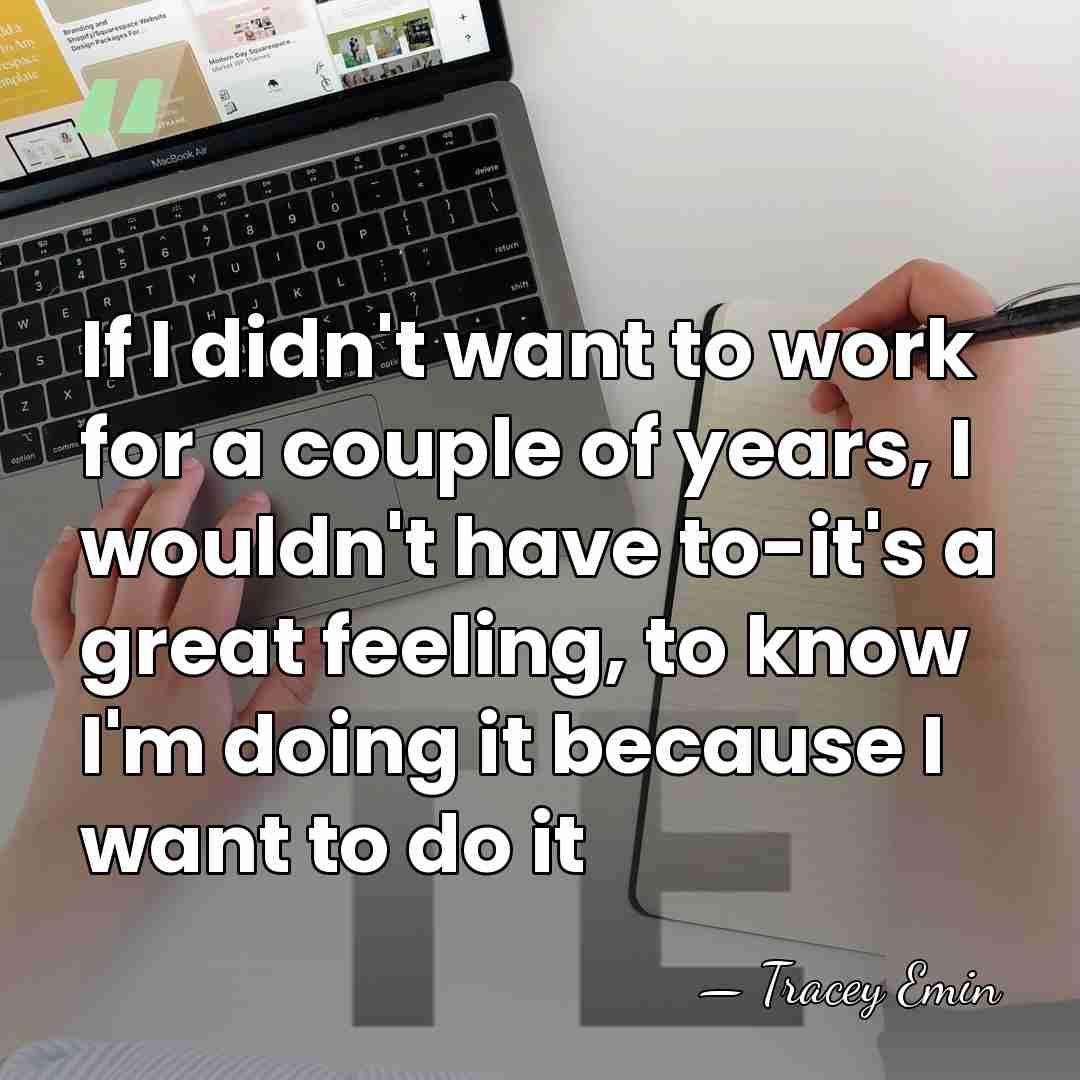 If I didn't want to work for a couple of years, I&hellip; - Tracey Emin