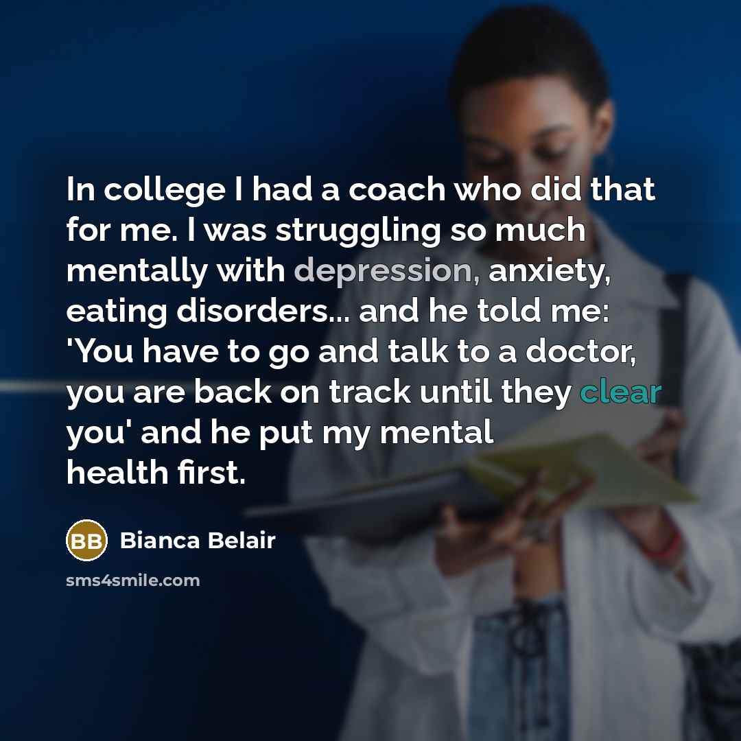 “In college I had a coach who did that for…” quote by Bianca Belair