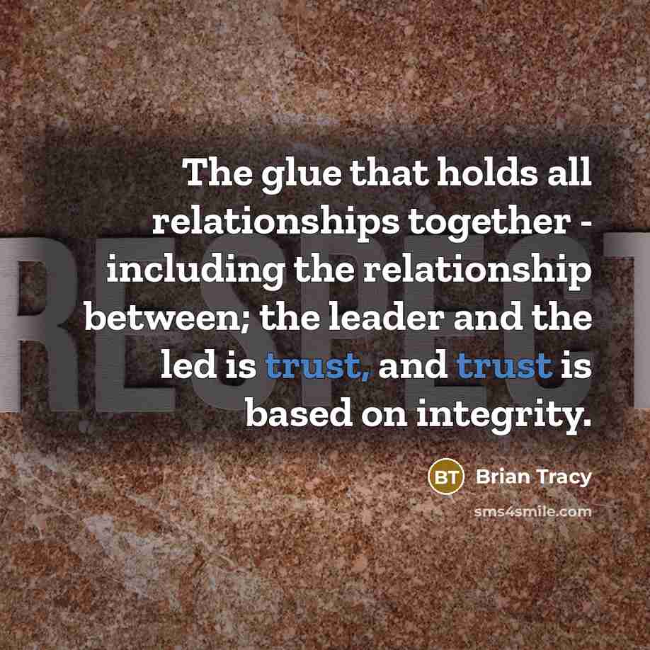 “The glue that holds all relationships together - including the…” quote by Brian Tracy