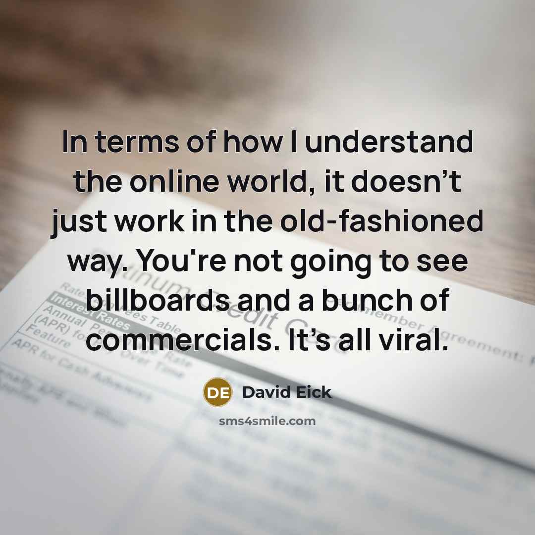 “In terms of how I understand the online world, it…” quote by David Eick