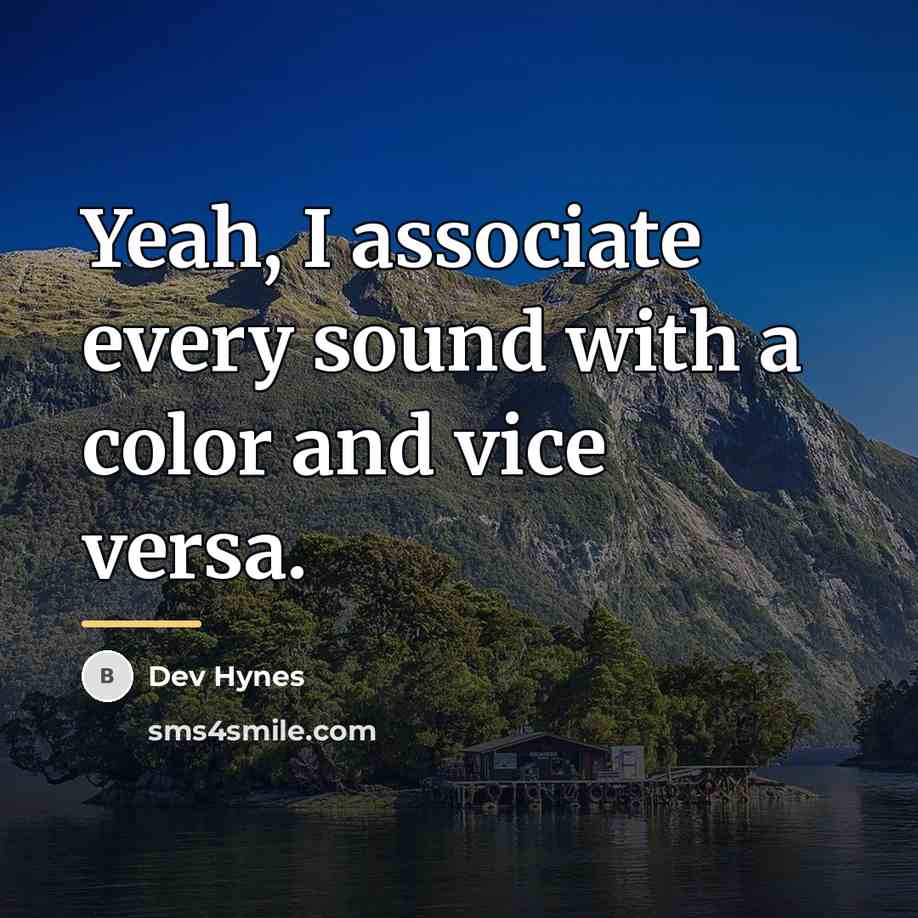 “Yeah, I associate every sound with a color and vice…” quote by Dev Hynes