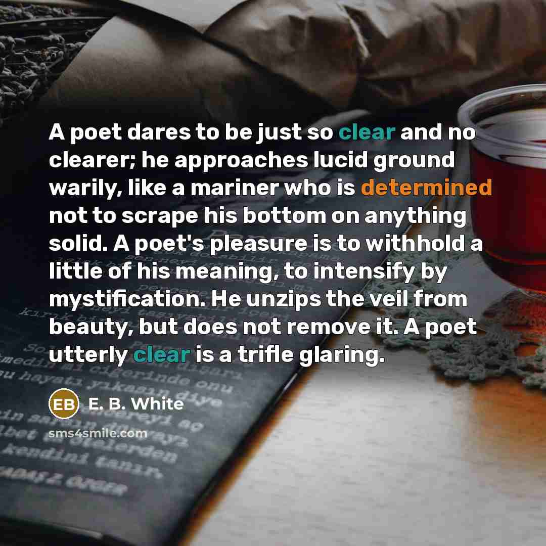 “A poet dares to be just so clear and no…” quote by E. B. White