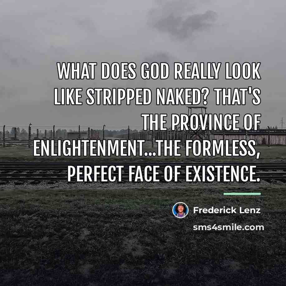 “What does God really look like stripped naked? That's the…” quote by Frederick Lenz