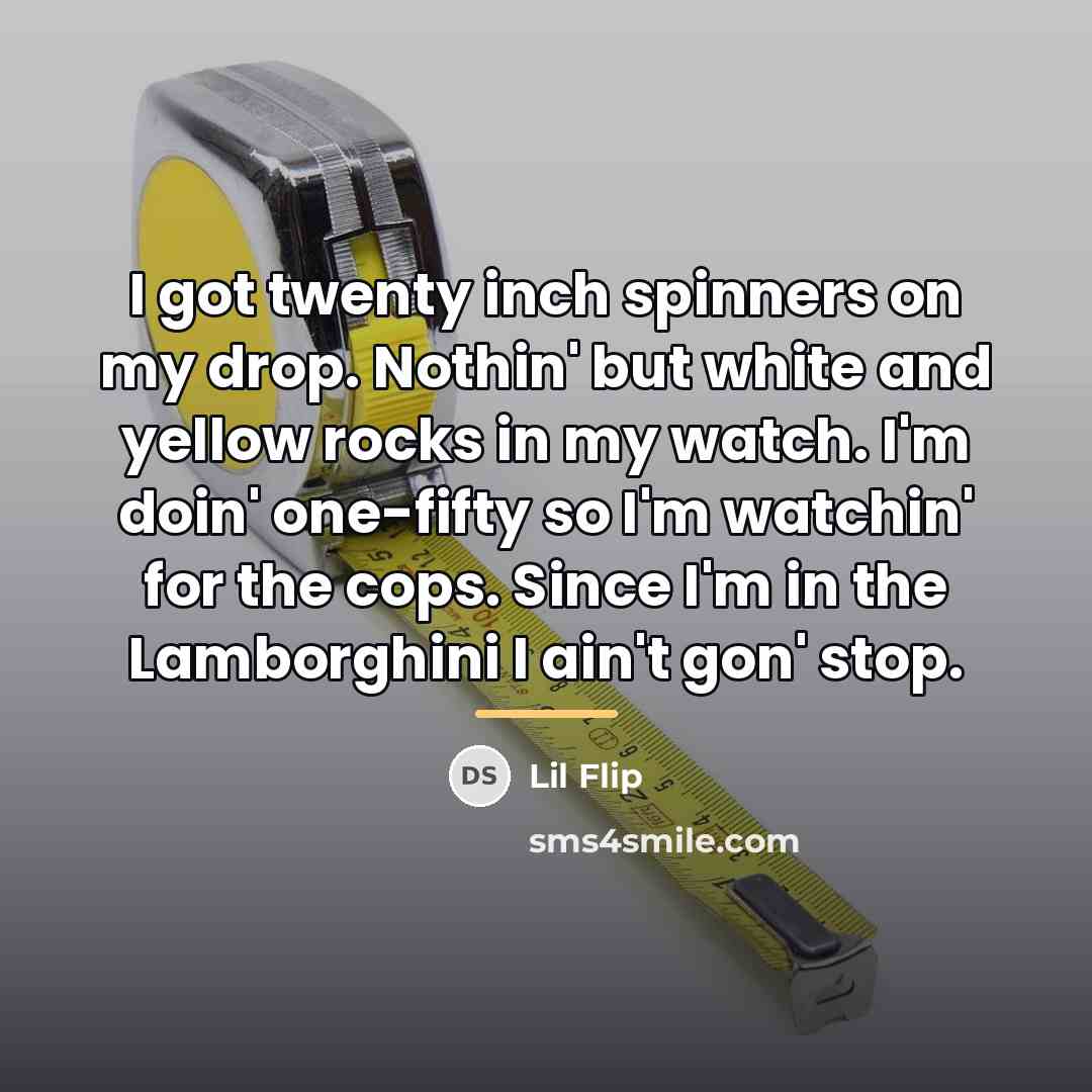 “I got twenty inch spinners on my drop. Nothin' but…” quote by Lil Flip