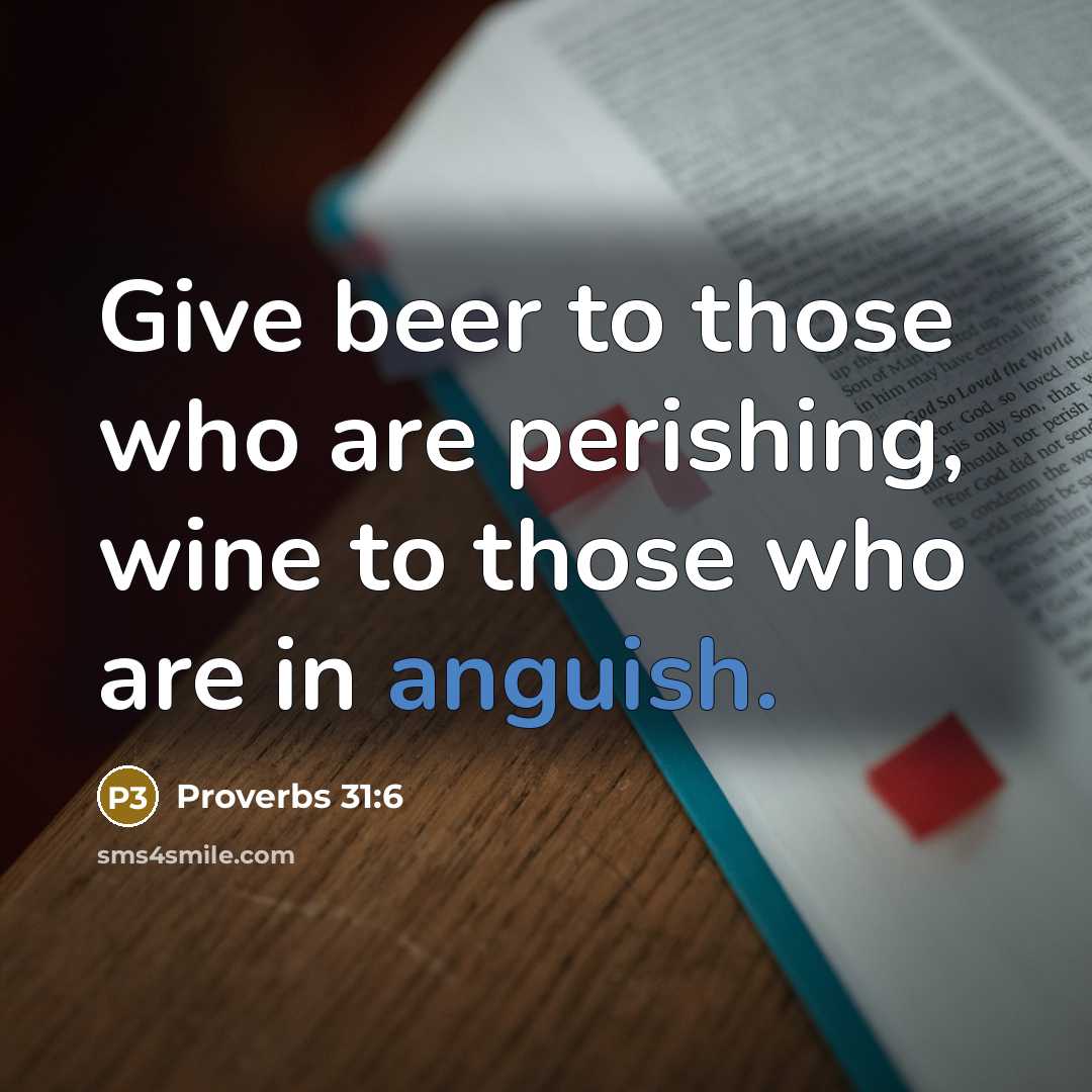 “Give beer to those who are perishing, wine to those…” quote by Proverbs 31:6