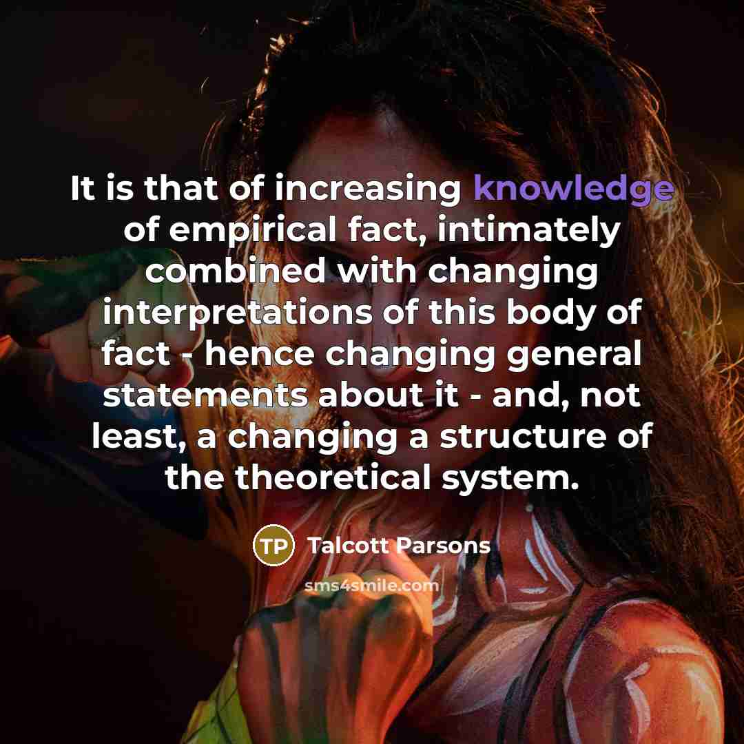 “It is that of increasing knowledge of empirical fact, intimately…” quote by Talcott Parsons