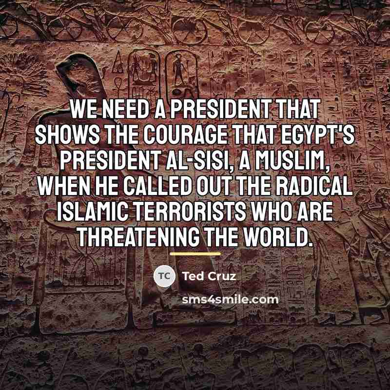 “We need a president that shows the courage that Egypt's…” quote by Ted Cruz