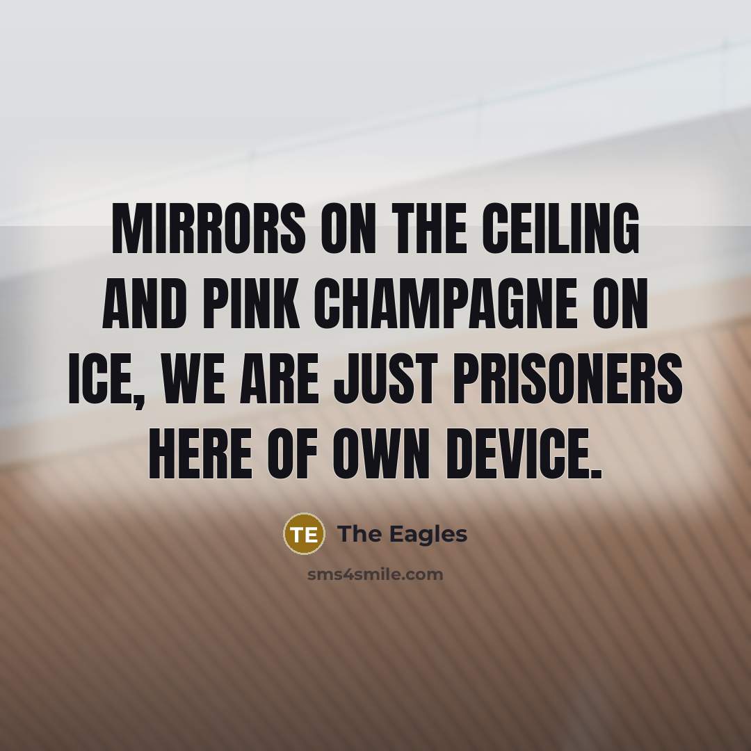 “Mirrors on the ceiling and pink champagne on ice, we…” quote by The Eagles