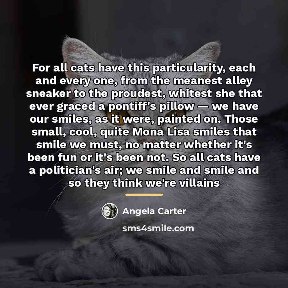 “For all cats have this particularity, each and every one,…” quote by Angela Carter