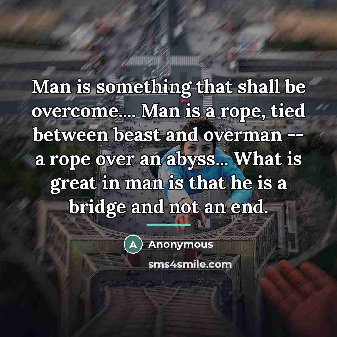 “Man is something that shall be overcome.... Man is a…” quote by Anonymous