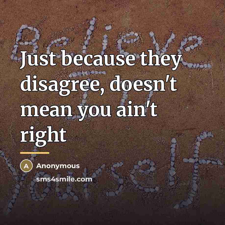 “Just because they disagree, doesn't mean you ain't right…” quote by Anonymous