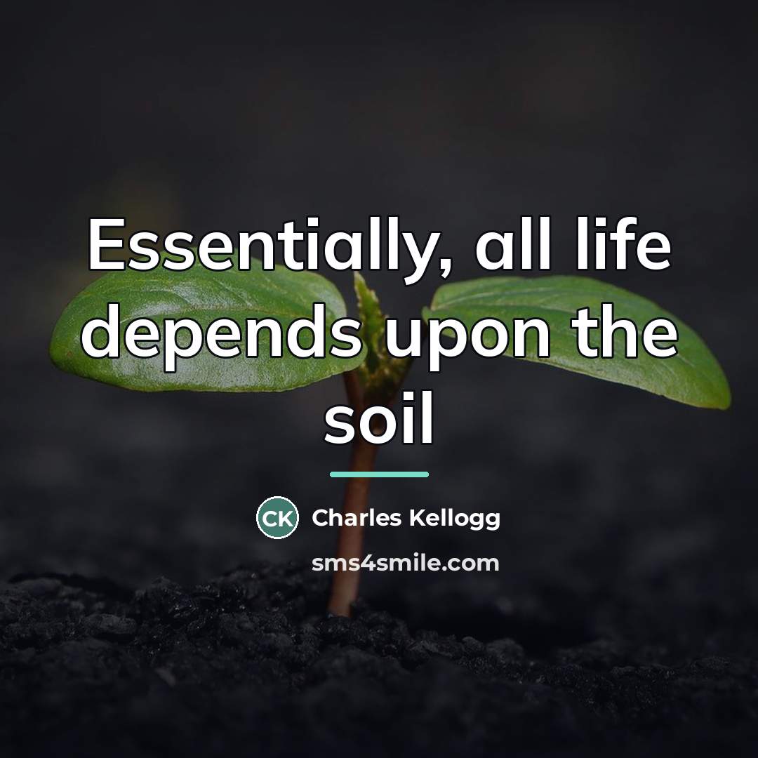 “Essentially, all life depends upon the soil…” quote by Charles Kellogg