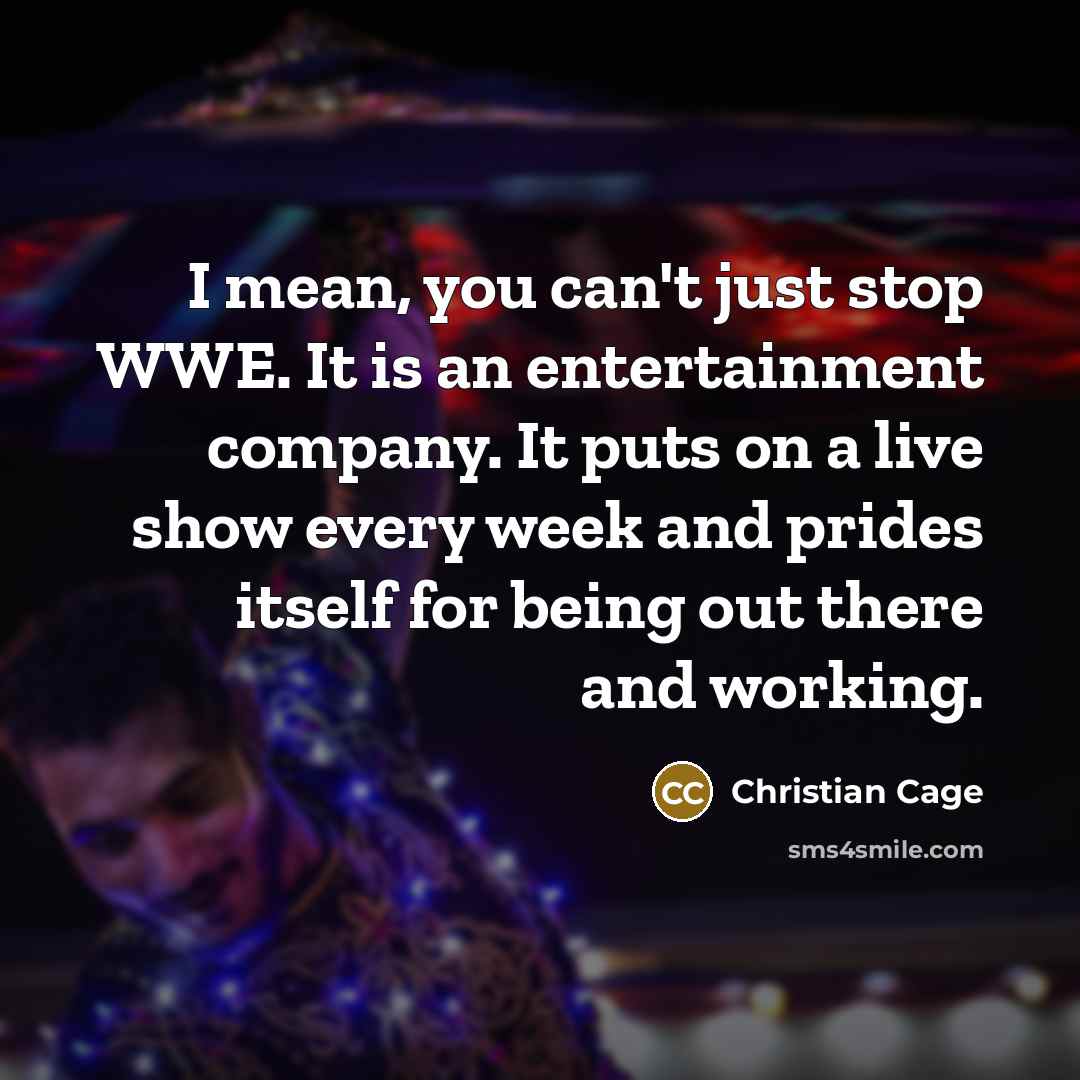“I mean, you can't just stop WWE. It is an…” quote by Christian Cage