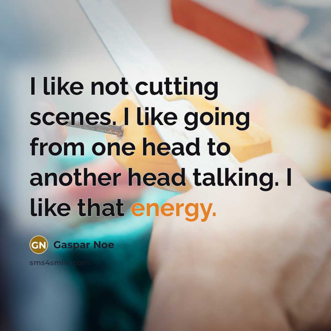 “I like not cutting scenes. I like going from one…” quote by Gaspar Noe