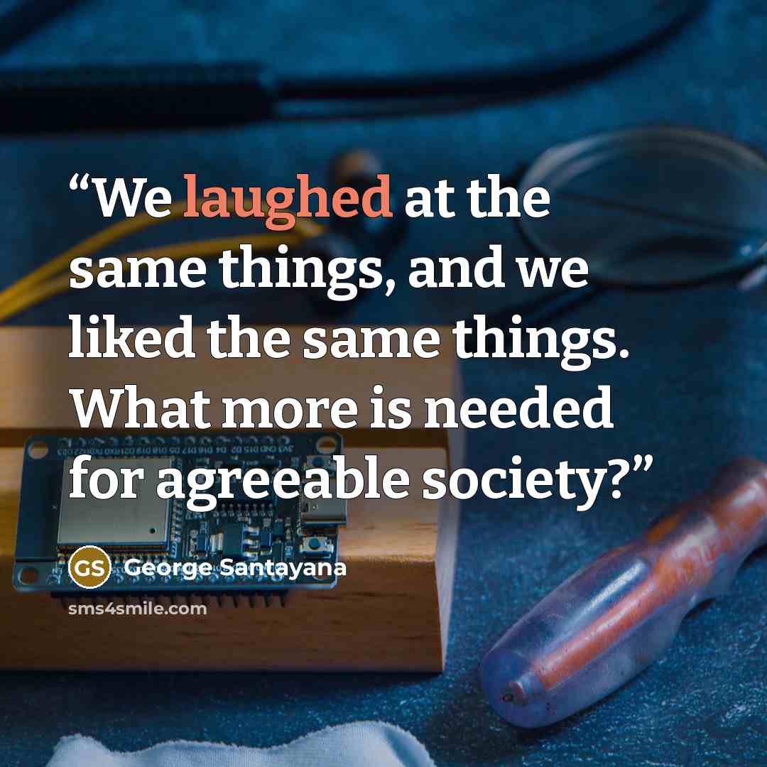 “We laughed at the same things, and we liked the same things. What more is needed for agreeable society?” quote by George Santayana