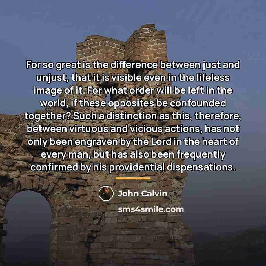 “For so great is the difference between just and unjust,…” quote by John Calvin