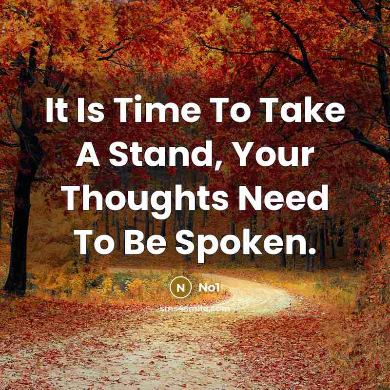 “It Is Time To Take A Stand, Your Thoughts Need To Be Spoken.” quote by No1