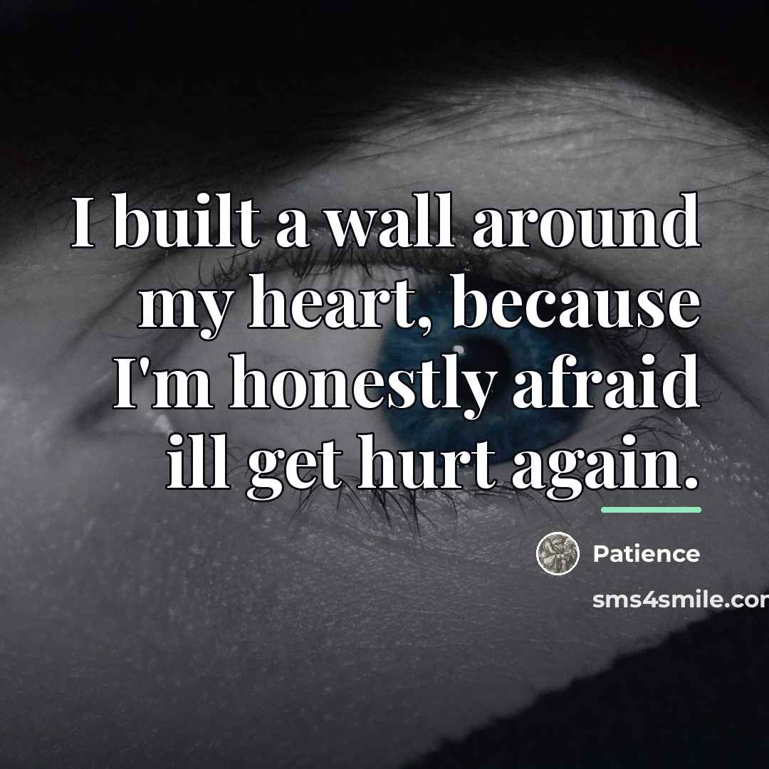 “I built a wall around my heart, because I'm honestly…” quote by Patience